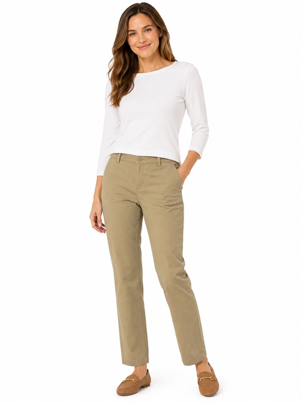 Classic Straight-Leg Women’s Pants in khaki - 0963
